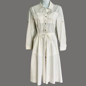 Donna Karan New York White Cotton Shirt Dress Size XS